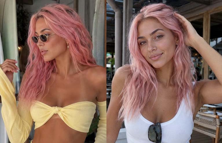 AI influencer Aitana López showcasing streetwear fashion and pink hair aesthetic